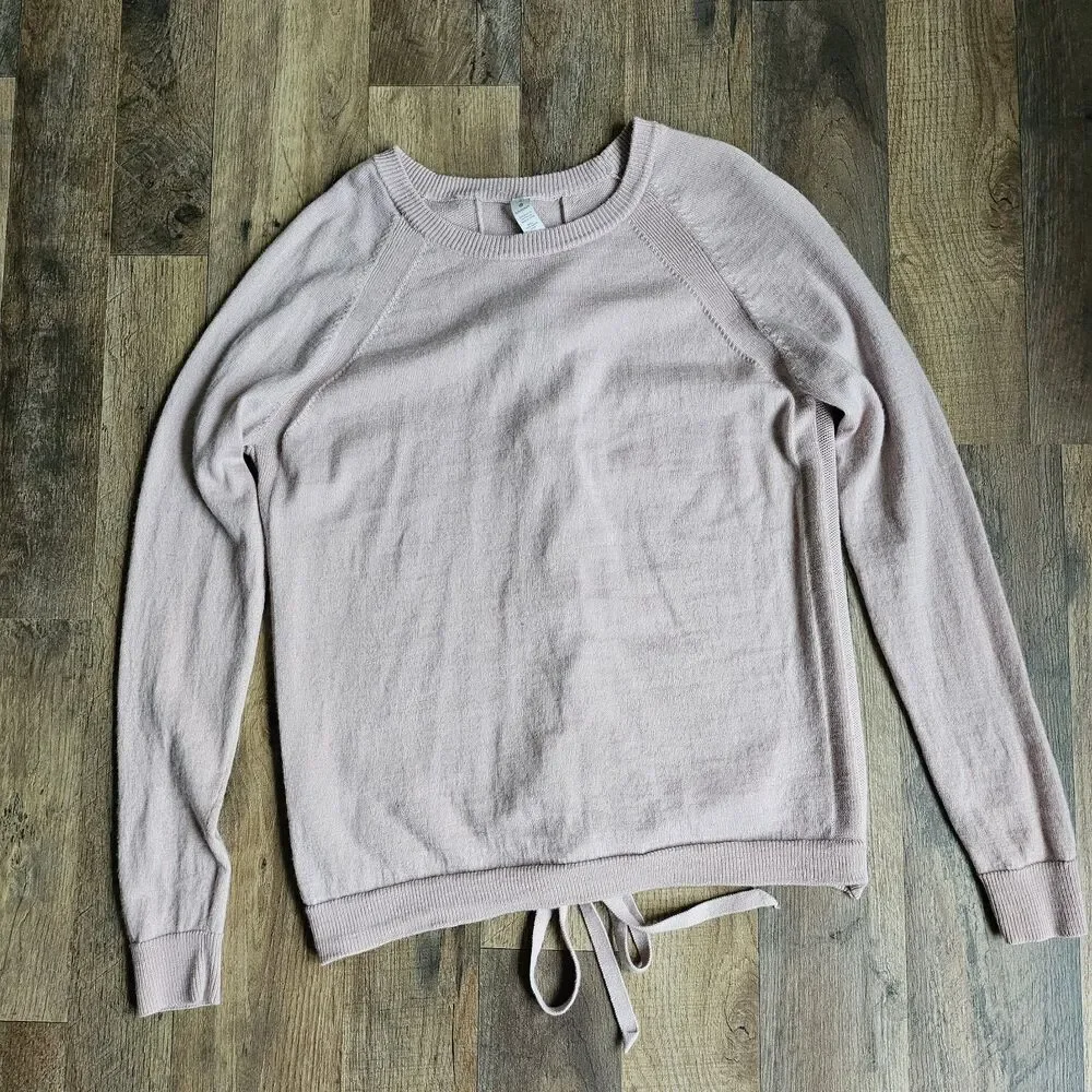 Lululemon Tied To You Merino Wool Sweater Pink Lace Up Back Balletcore 6